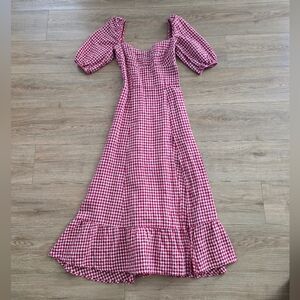 Reformation Red Checkered Maxi Dress Size 2